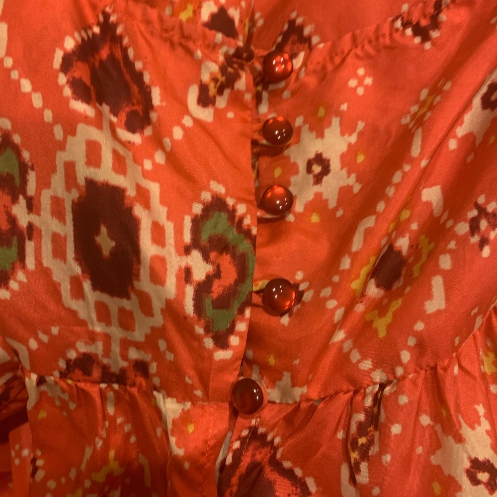 ANTHROPOLOGIE Odille Coral Silk Strappy Tank Top - Picture 4 of 5